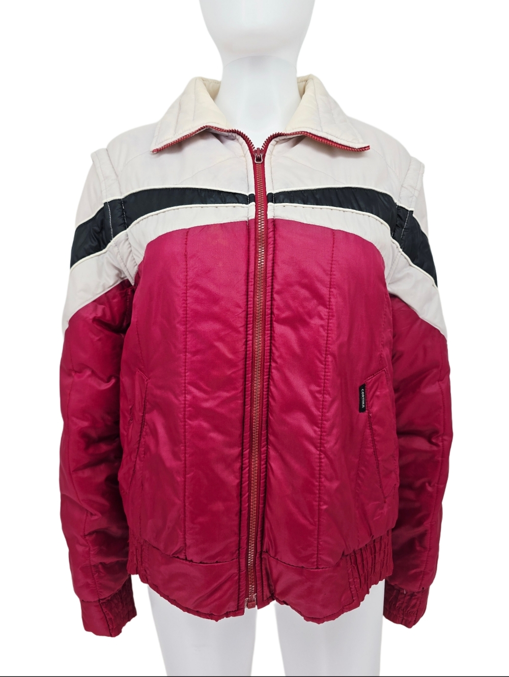 Vintage 80s Women's Convertible Puffer Jacket Vest M